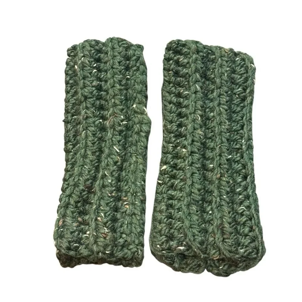 Handmade wool blend chunky fingerless mittens, gloves